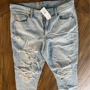 American Eagle Outfitters Light Blue Denim Shorts size 8 extra long nwt